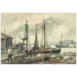 Gordon Grant, Nets Ashore, watercolor on paper