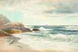 Crashing Waves and Distant Sailboats by George Howell Gay, watercolor on paper, offered Aug 2025