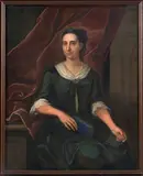 British School, Portrait of a Lady Holding a Book, oil on canvas affixed to board
