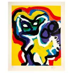 Karel Appel, Wednesday, Yellow Flower Head, from Seven Summer Days, 1976, Screenprint in colors on Economos Etching paper