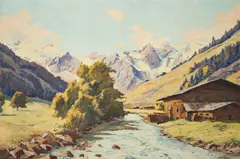 Hans Figura, An Alpine Valley River, oil on canvas