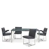 Milo Baughman, FOR THAYER COGGIN DINING TABLE AND FOUR CHAIRS, 1975, chromed steel