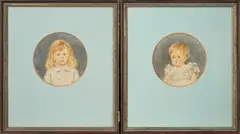Rws Helen Allingham, A Pair of Portraits of Children, watercolor on paper