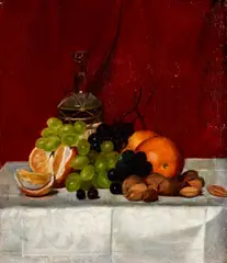Morston Constantine Ream, Still Life with Oranges, Grapes, and Nuts, oil on canvas