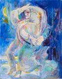 José García Ocejo, Pair of Paintings Tango (Blue) & Tango (Lavender), mixed media including tempera and watercolor on paper