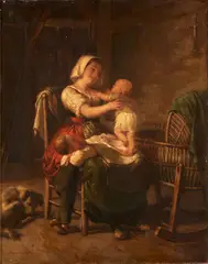 Johann Georg Meyer, A Mother's Love, oil on canvas