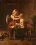 Johann Georg Meyer, A Mother's Love, oil on canvas