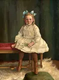 John Paul Selinger, Portrait of a Young Girl with Daisies, oil on canvas