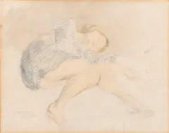 Raphael Soyer, Reclining Woman, watercolor and charcoal on paper