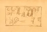 William Merritt Chase, Woodland Scene II, pencil on paper, matted and framed