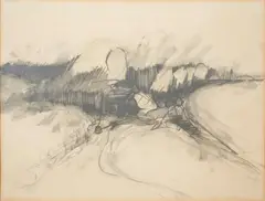 Kurt Edward Fishback, Land Image, 1964, charcoal on paper