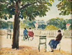 Jean-Jacques René, Matin d'Éte au Luxembourg, oil on canvas
