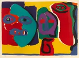 Three Figures by Karel Appel, 1974, Lithograph in colors on wove paper, sold Apr 2025