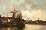 Louis Van Staaten, Harbour of Spakenburg, oil on canvas