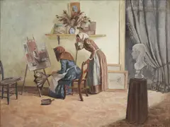 The Artist's Studio by Irving Hurlburt, oil on canvas, offered Apr 2025