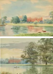 Frederick G. Coleridge, Two views of Eton School, a pair, watercolour