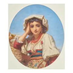 Augustus Jules Bouvier, A beauty of the Roman campagna, watercolour heightened with bodycolour
