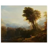 Anthony Vandyke Copley Fielding Pows, Distant view of Rievaulx Abbey, near Helmsley, Yorkshire, oil on panel