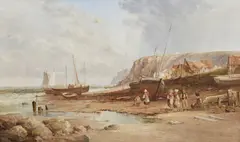Alfred Pollentine, On the coast, North Yorkshire, oil on canvas