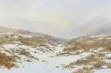 Colin W. Burns, Grouse on a snowy highland hillside, oil on canvas