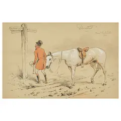 Basil James Nightingale, 'Directed!', offered with another work on paper by William Verner Longe titled 'The Pleasures of Hunting' and signed and dated '1902'