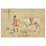 Basil James Nightingale, 'Directed!', offered with another work on paper by William Verner Longe titled 'The Pleasures of Hunting' and signed and dated '1902'