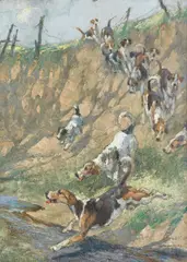 George Vernon Stokes, Helter Skelter - Here They Come, oil on canvas