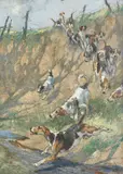 George Vernon Stokes, Helter Skelter - Here They Come, oil on canvas