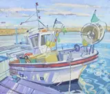 Glen Scouller Rsw Rgi, 'Catalan Fishing Boat, Argeles sur Mer', oil on canvas
