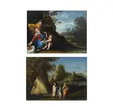 Italian School, The Rest on the Flight into Egypt; and The Infant Mary with Anne and Joachim, oil on panels
