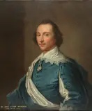 Thomas Bardwell, Portrait of Sir James Stuart Mackenzie, Lord Privy Seal, half-length, in a blue Van Dyck costume, oil on canvas