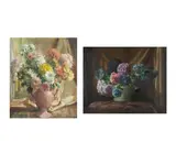 Colin Cairns Clinton Campbell, Still life with chrysanthemums in a pink vase, oil on canvas