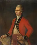 Johann Joseph Zoffany, Lieutenant-Colonel John Campbell, son of Lord Stonefield, half-length, in a military uniform, holding a map of the Fort of Mangalore, oil on canvas