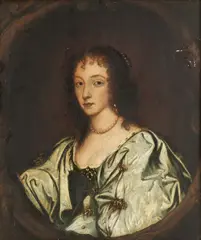 Sir Anthony Van Dyck, King Charles I and Queen Henrietta Maria, a pair of portraits, each within a painted stone cartouche, a pair, oil on panel