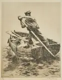 Arthur Briscoe, Sculling, etching