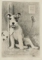 Morgan Dennis, 'Here Today, Gone Tomorrow' - Fox Terrier puppies for sale, etching