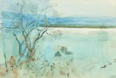 Tom Carr Hrha, Lough Neary with cattle, watercolour