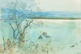 Tom Carr Hrha, Lough Neary with cattle, watercolour