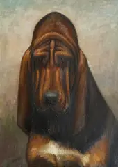 Henry Crowther, The Champion Bloodhound "Chatley Beaufort", oil on canvas
