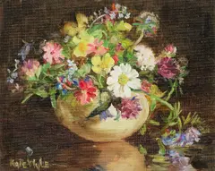 Kate Wylie, A still life of flowers, oil on canvas board