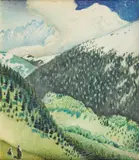 Keith Henderson, 'Mont Blanc from the Col des Aravis', pastel heightened with black ink