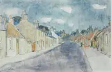 Village Street, Temple by Sir William George Gillies Cbe Lld Rsa Pprsw Ra, watercolour and pencil, sold Sep 2025