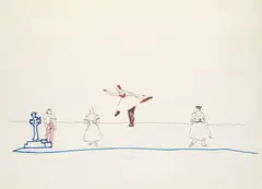 Patrick Procktor Ra Rws, Stage Set for Giselle, ball-point pen, felt-tip pen, coloured pencil and watercolour on paper