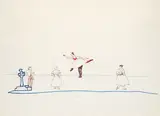 Patrick Procktor Ra Rws, Stage Set for Giselle, ball-point pen, felt-tip pen, coloured pencil and watercolour on paper