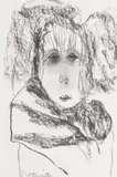 Pat Douthwaite, Portrait of a woman, charcoal on paper