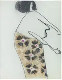 Pat Douthwaite, Patterned skirt, charcoal and pastel