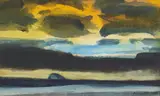 Bass Rock, Autumn Evening by John Houston Obe Rsa Rsw Rgi Ssa, watercolour, offered Sep 2025