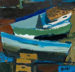 Donald McIntyre, Fishing Boats, oil on canvas