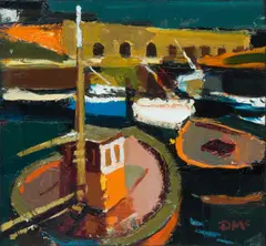 Donald McIntyre, 'Harbour, Evening Sun', oil on canvas