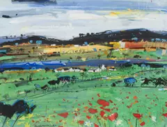 Hamish Macdonald, Wild Poppies, Perthshire, mixed media and collage